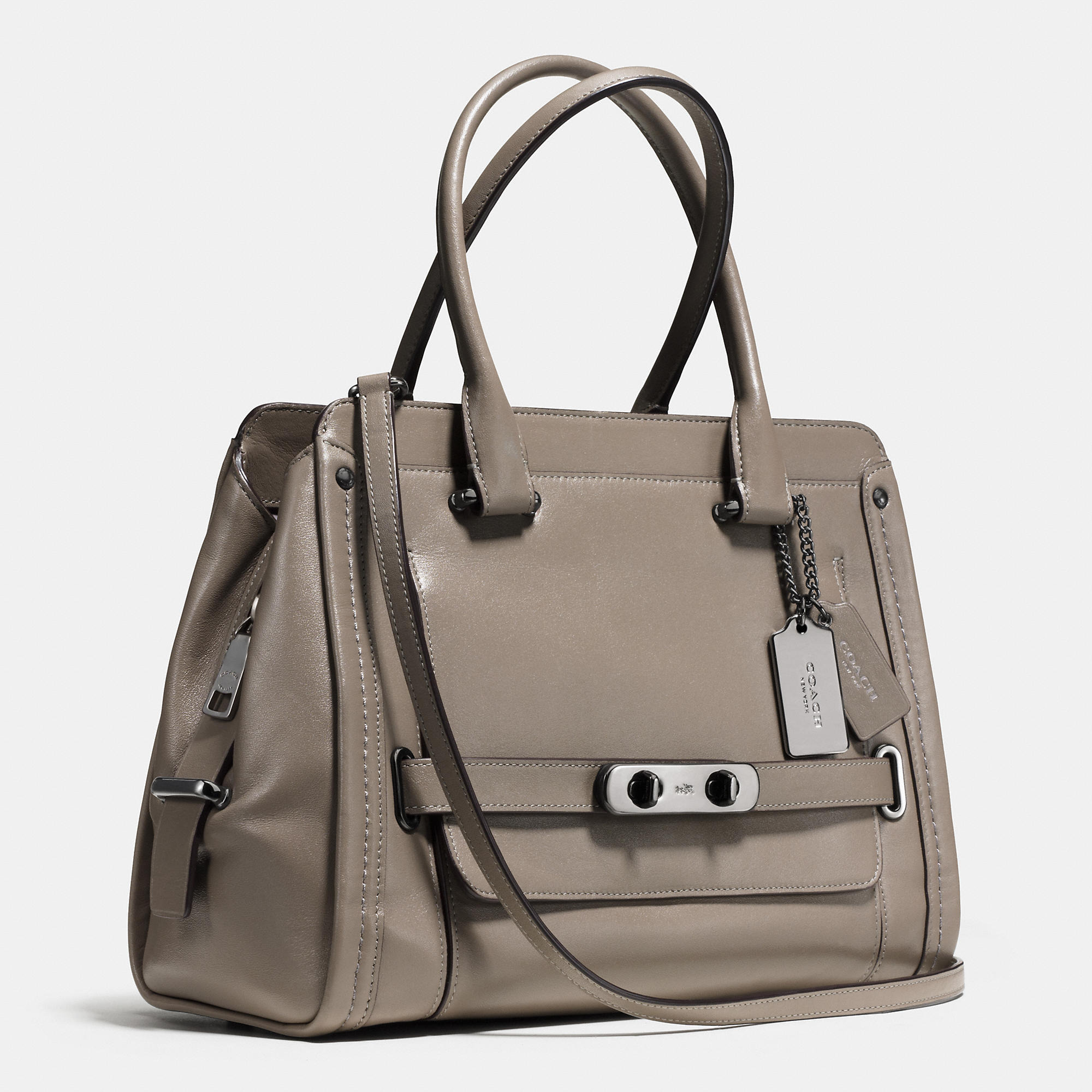 New Leather Coach Swagger Frame Satchel In Calf Leather New Leather Coach Swagger Frame Satchel In Calf Leather